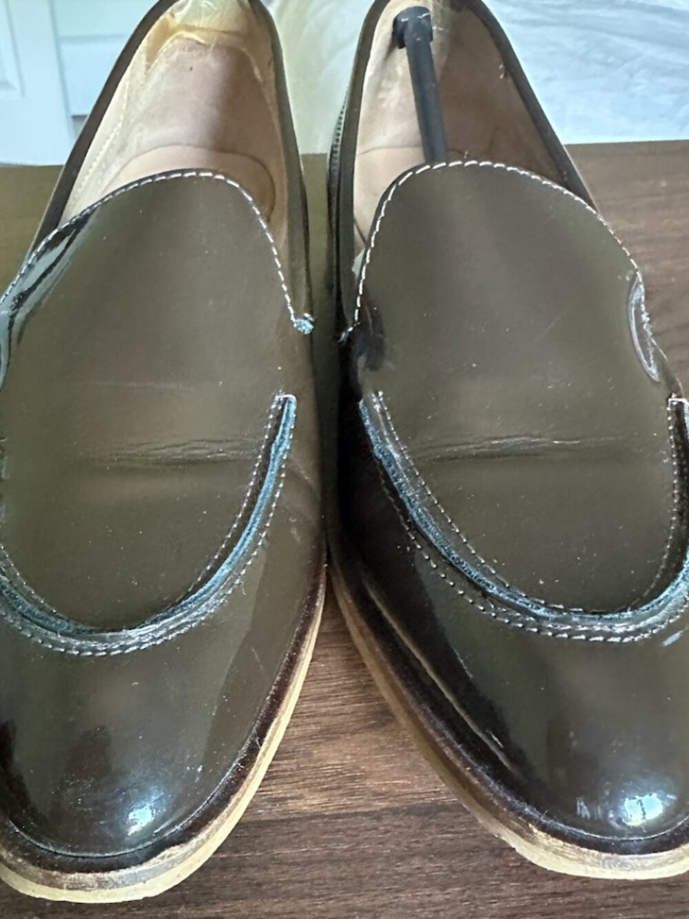 Everlane Italian Brown Patent Leather Modern Loafer Flats Size 9